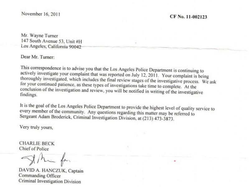 LAPD Investigating Misconduct Complaint in Turner Case ...