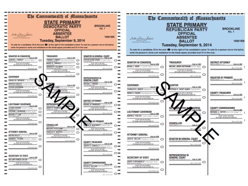Read the Ballots for Tuesday's Primary Vote in Brookline Brookline