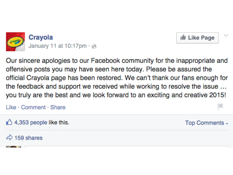 Crayola Apologizes For Off Color Posts After Facebook Hack Hatboro Pa Patch Crayola Apologizes For Off Color Posts After Facebook Hack Hatboro Pa Patch