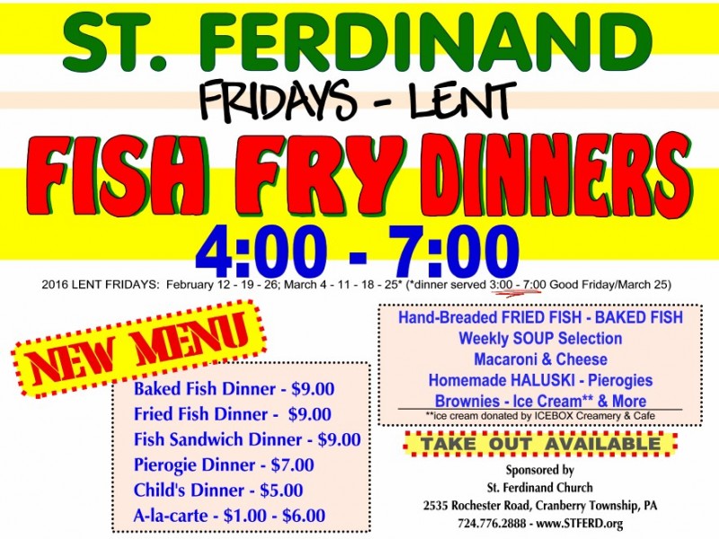St. Ferdinand LENTEN FISH FRY 2016 Cranberry Township, PA