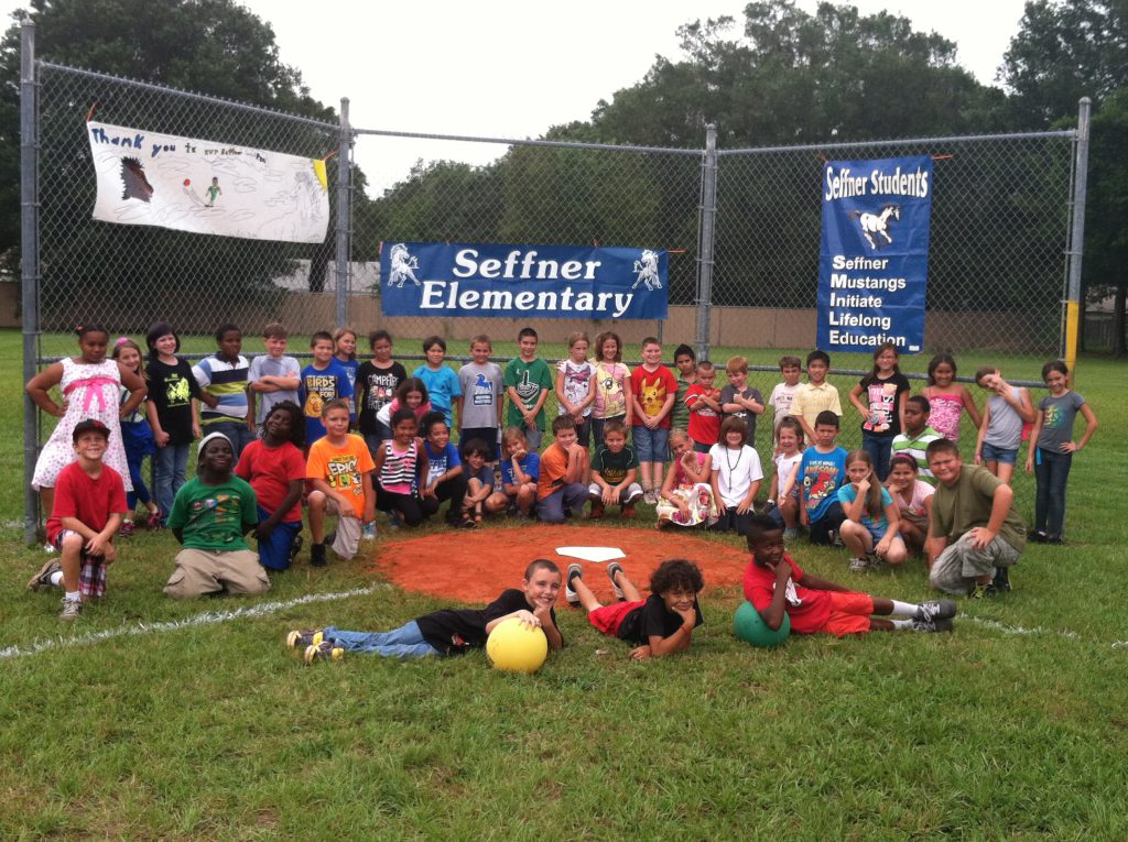 Seffner Elementary Students Celebrate SprucedUp Baseball Diamond