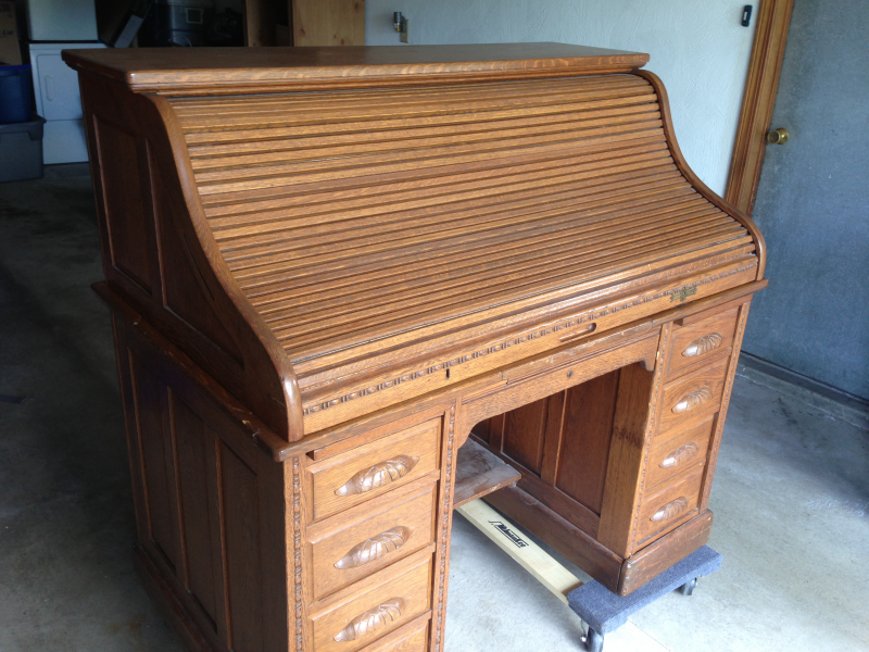 Antique S curve roll top desk Patch