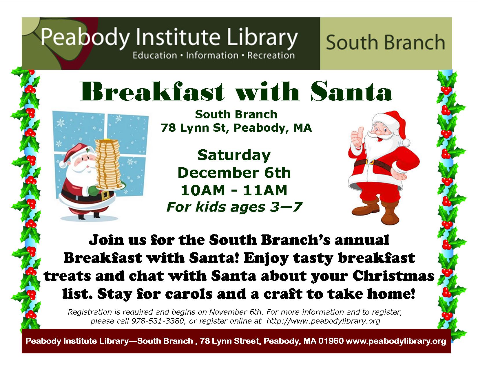 Breakfast with Santa at the South Branch Peabody, MA Patch