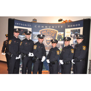 milford police patch officers six force join