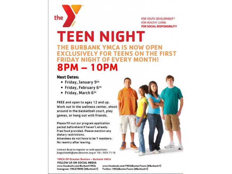 Burbank (Reading) YMCA TEEN NIGHT this Friday! Patch
