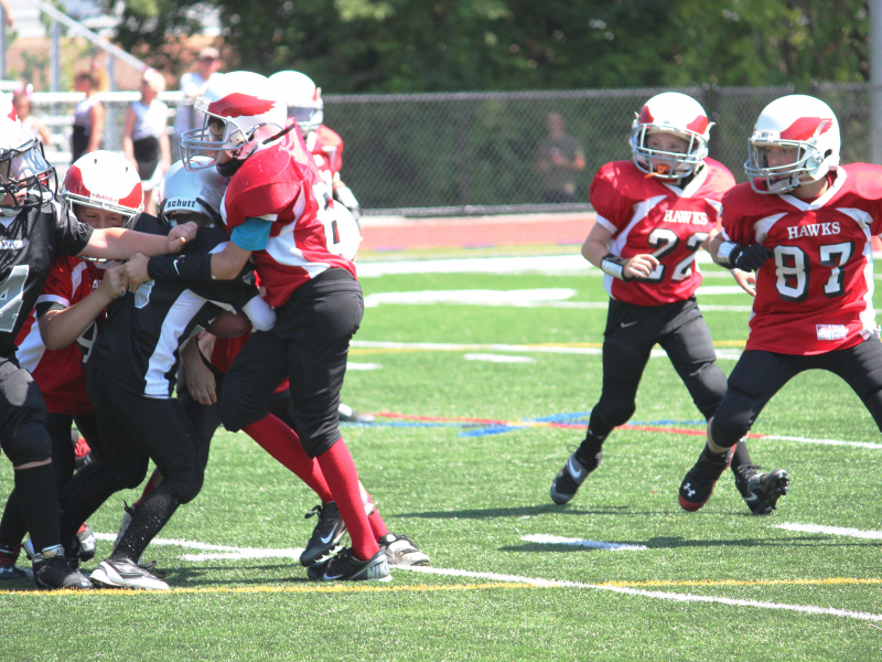 Milford Youth Football 5th Grade Black Team in action against Leicester