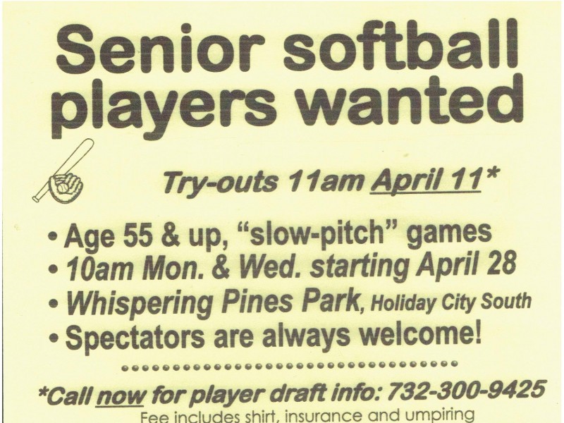 Senior Softball Players Wanted Toms River, NJ Patch