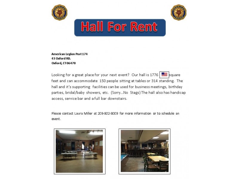 HALL FOR RENT Patch
