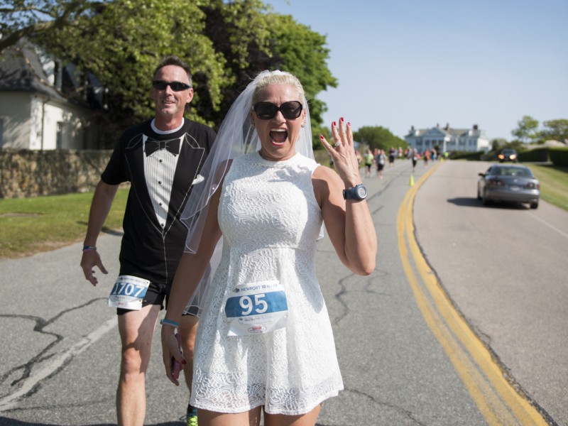 RI Woman Runs Newport 10-Miler on Wedding Day - In Her Wedding Dress
