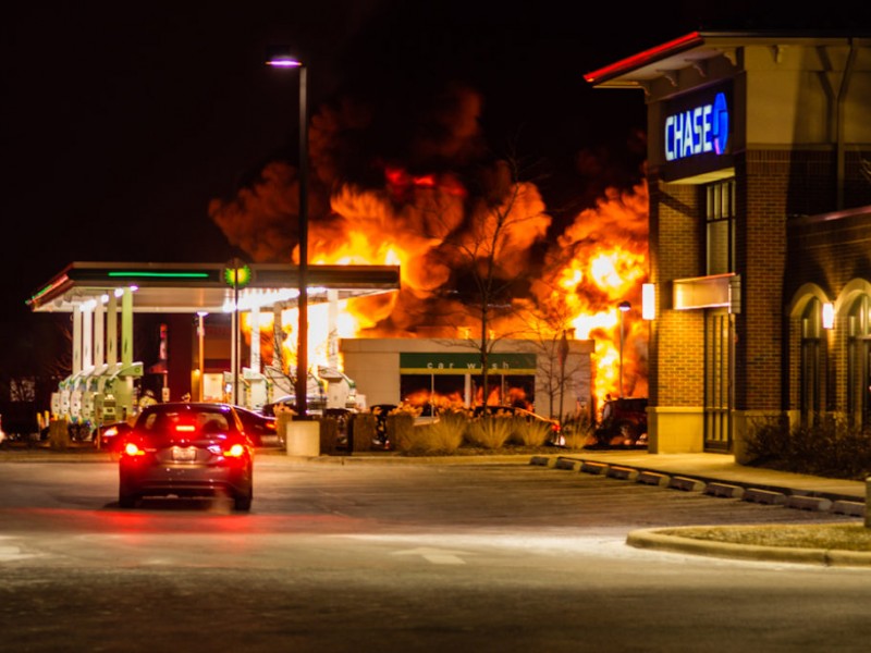 VIDEO Firefighters Battle Blaze at Route 59 BP Car Wash