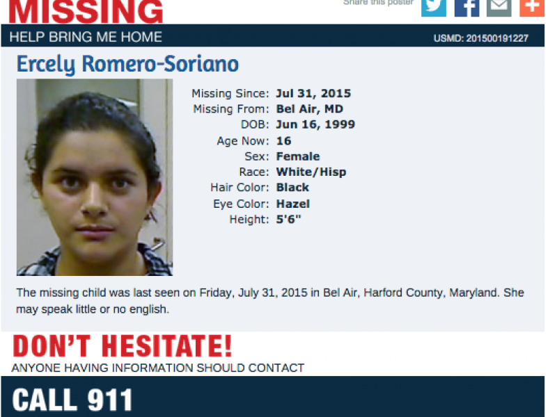 16-year-old girl reported as a missing person was last seen in Bel ...