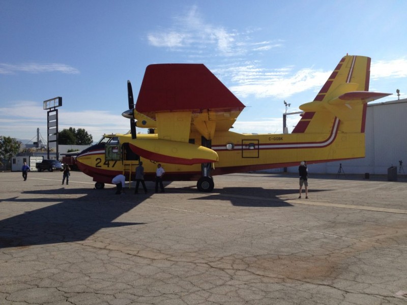 County Fire Dept. Demonstrates 'Super Scooper' Aircraft as...