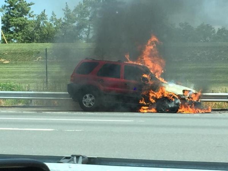 PHOTO Car On Fire On New Jersey Turnpike Moorestown, NJ