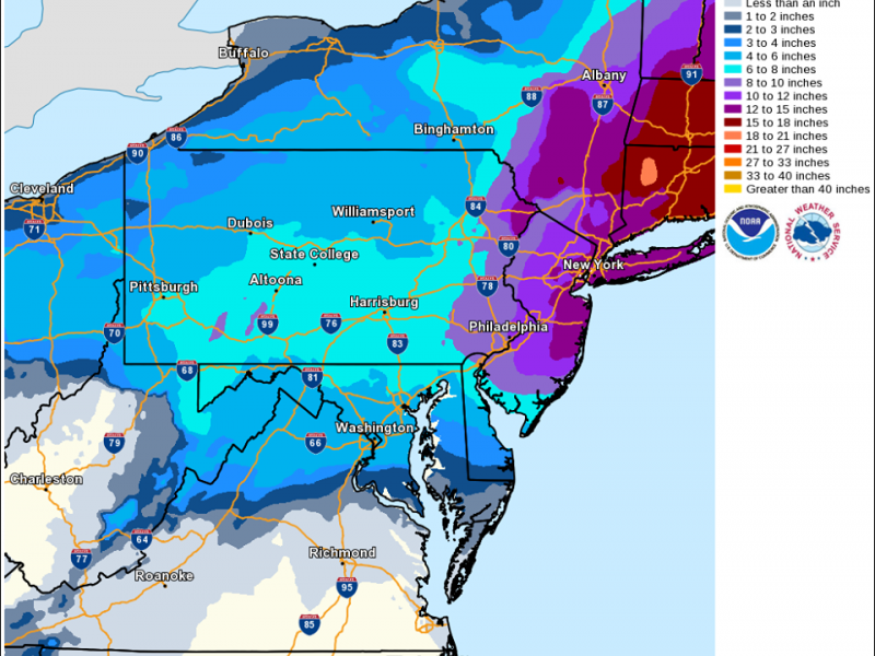 UPDATE: National Weather Service Increases Expected Snow Total for Atlantic and Cape May Counties