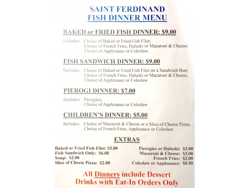St. Ferdinand LENTEN FISH FRY 2016 Cranberry Township, PA