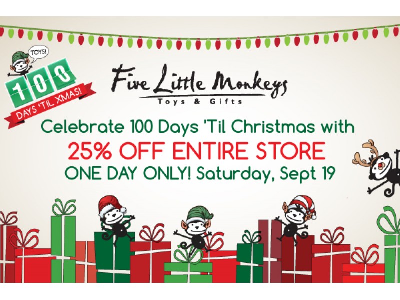 Five Little Monkeys 100 Days 'Til Christmas Sale: Saturday, Sept 19