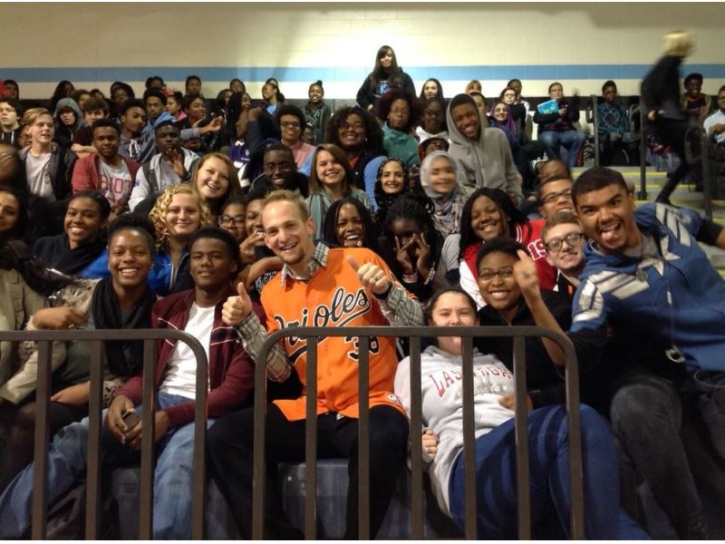 AT T And Orioles Catcher Hold Texting And Driving Assembly At Western 