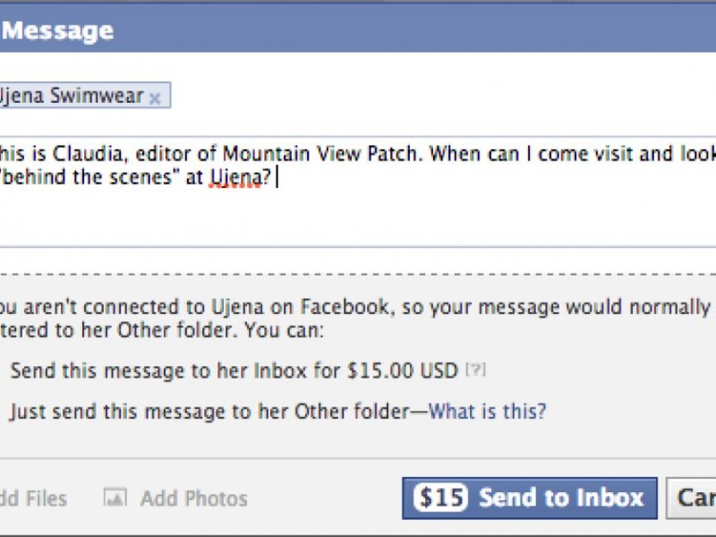Facebook Charging Users To Send Messages Menlo Park, CA Patch