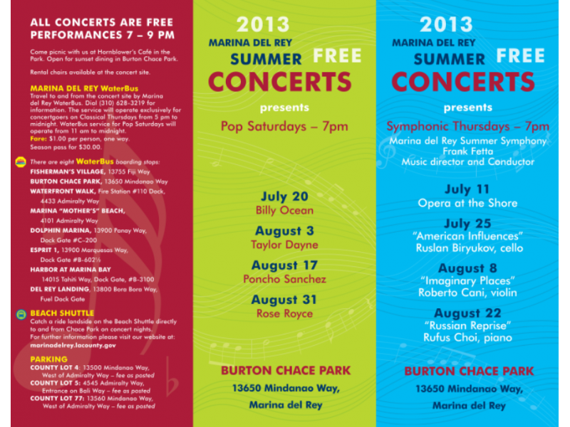 Free Marina Del Rey Summer Concerts Begin Thursday | Marina Del Rey, CA ...