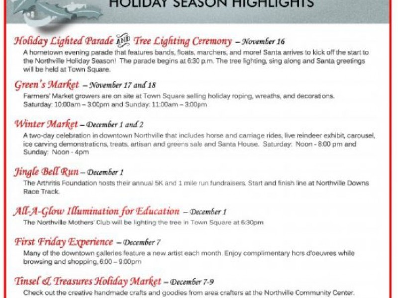 Northville Holiday Events Schedule Northville, MI Patch