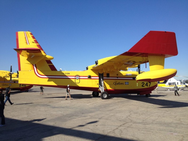 County Fire Dept. Demonstrates 'Super Scooper' Aircraft as...