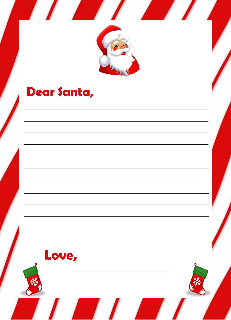 Free Printable Letter To Santa Claus Template For Children